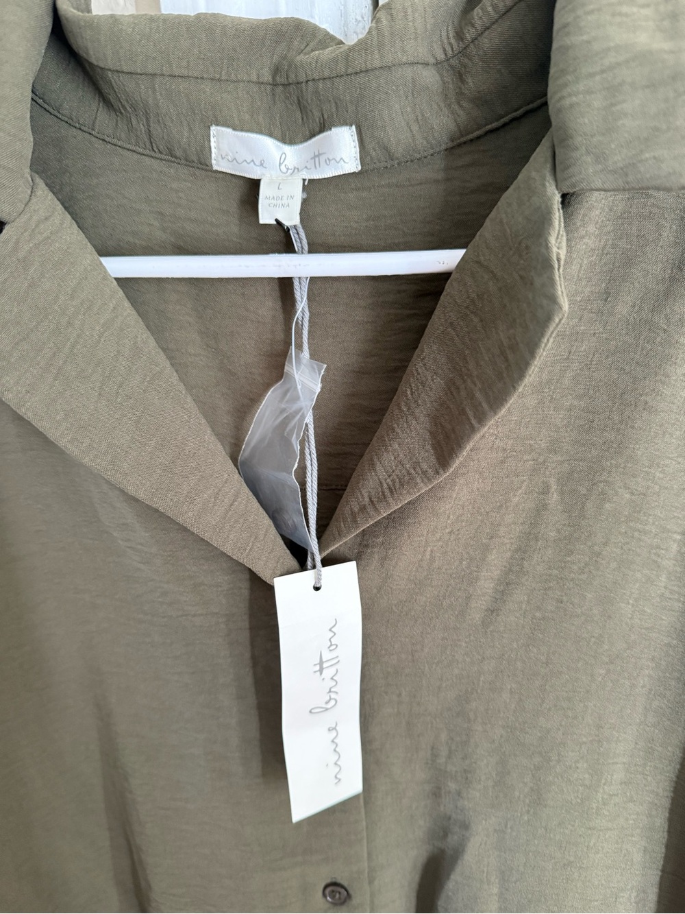 nine britton Olive Short-Sleeve Button Blouse - Picture 3 of 4